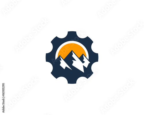Mountain Gear Icon Logo Design Element