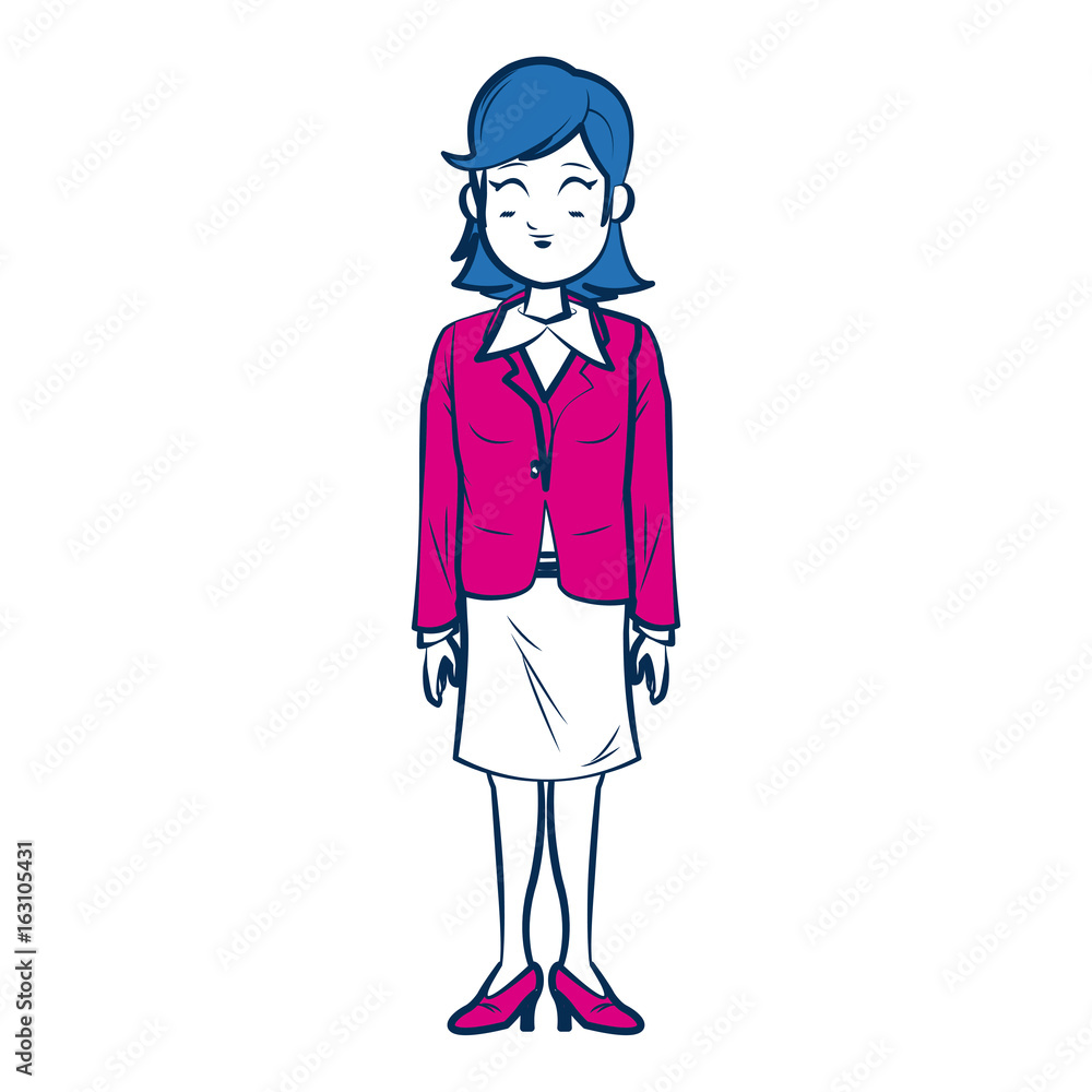 business woman person in blue and fuchsia character business woman person in blue and fuchsia character