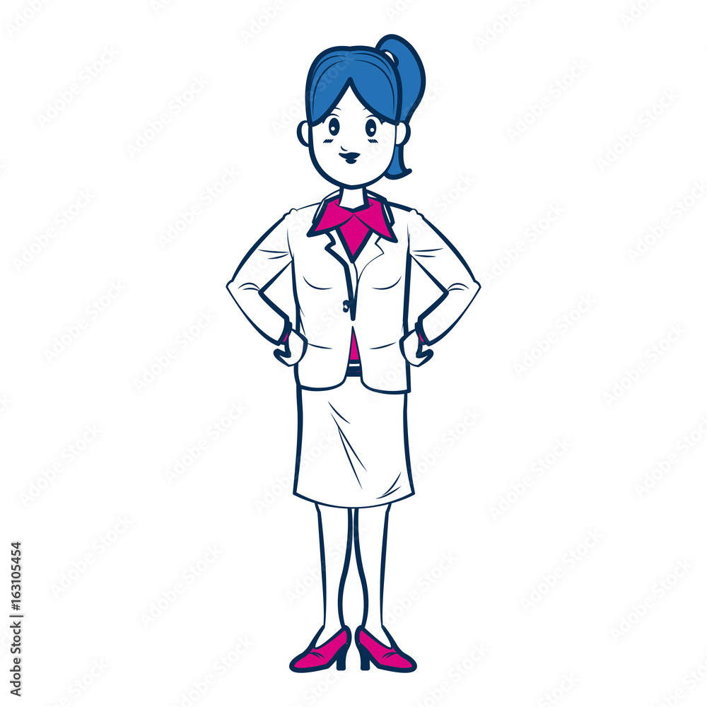 business woman person in blue and fuchsia character business woman person in blue and fuchsia character
