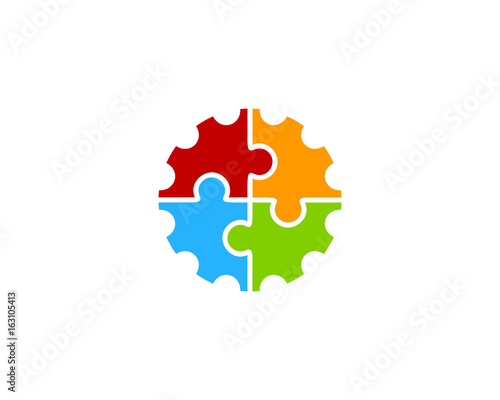Gear Puzzle Icon Logo Design Element