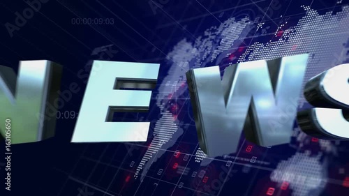 News Opening 3D Motion Graphics World Map Blue Background 4K