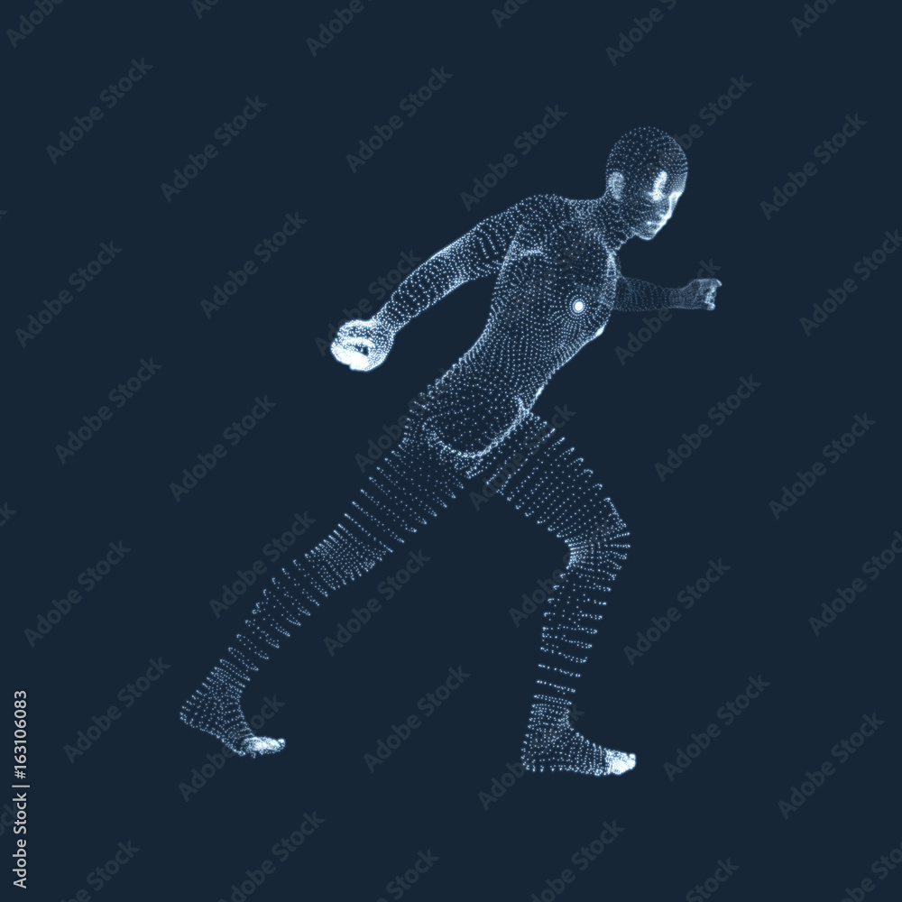 Man Stands on his Feet. 3D Model of Man. Human Body. Design Element. Vector Illustration. Man Stands on his Feet. 3D Model of Man. Human Body. Design Element. Vector Illustration.