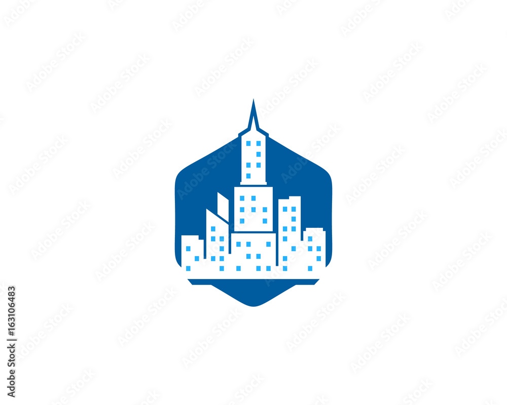 Hexagon Town Icon Logo Design Element