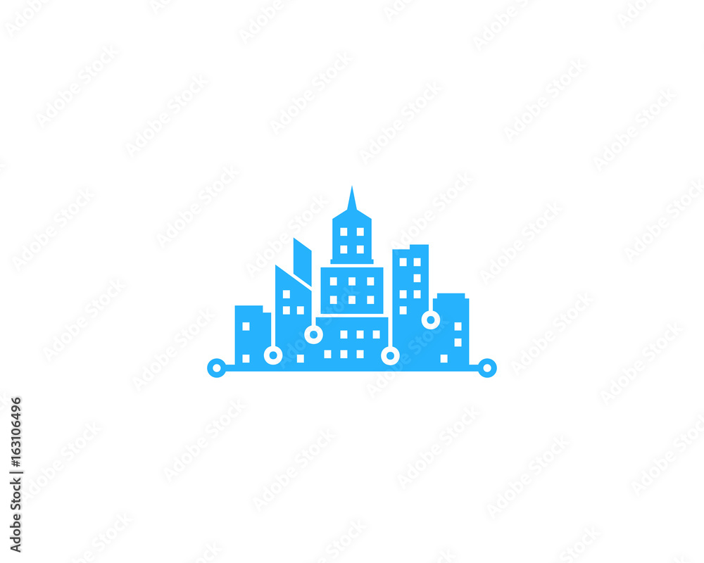 Tech Town Icon Logo Design Element