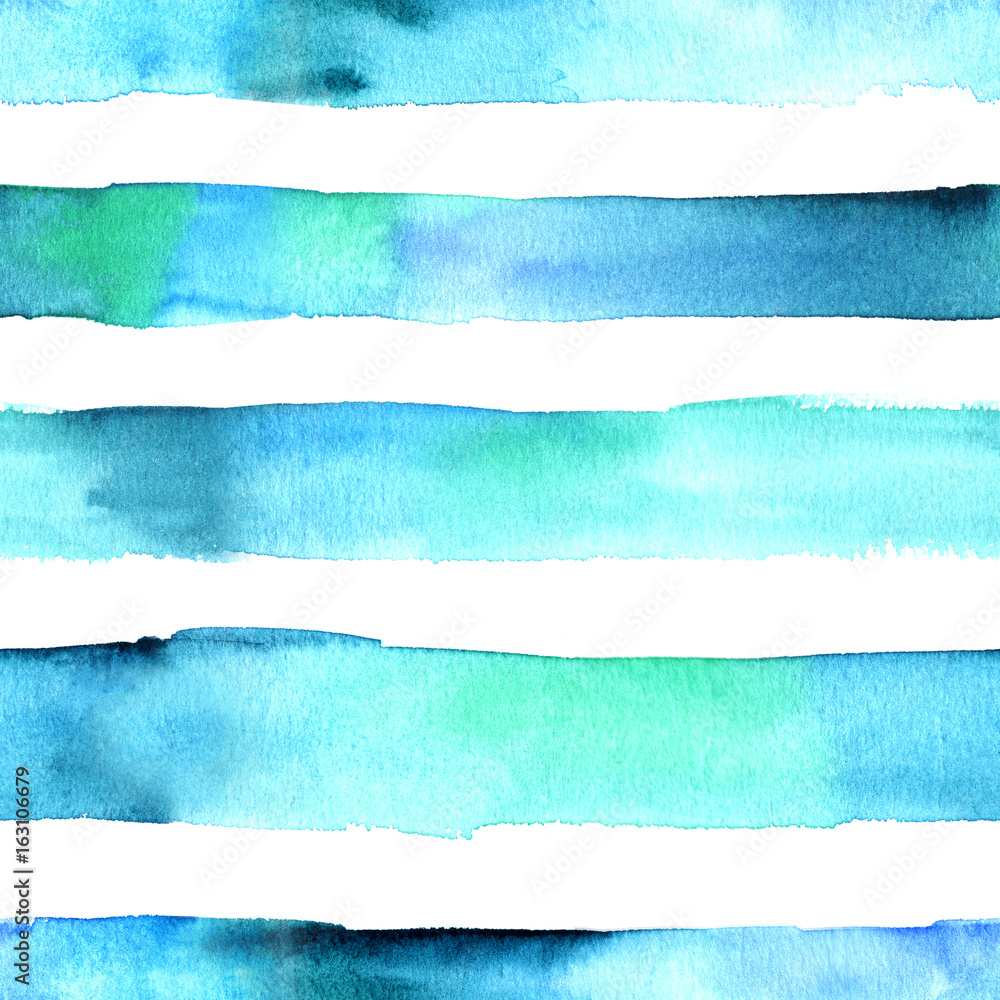 Seamless abstract watercolor texture with teal blue stripes Seamless abstract watercolor texture with teal blue stripes