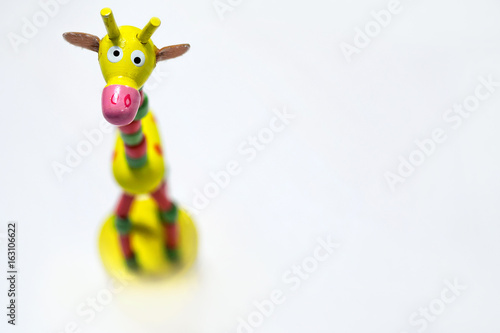 closeup giraffe face toy