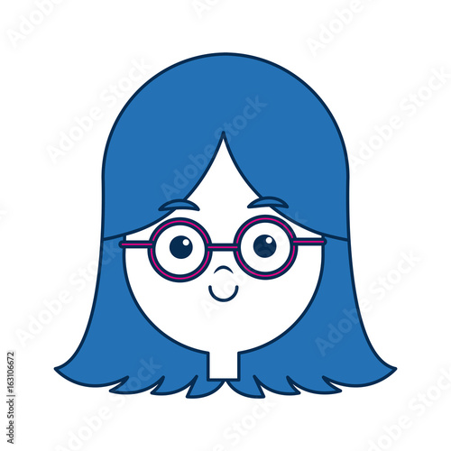 beauty girl face avatar wear glasses and blue hair © Jemastock