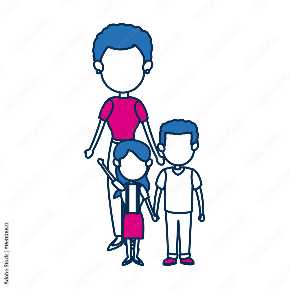 mother with her kids son and daugther mother with her kids son and daugther