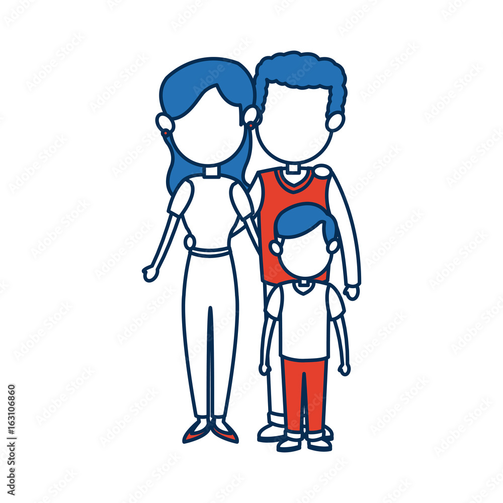 mom and dad with kid together family image