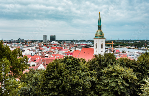 Beautiful panoramic view over historical center of Bratislava in Slovakia