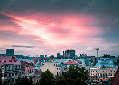 Beautiful panoramic view over historical center of Bratislava in Slovakia