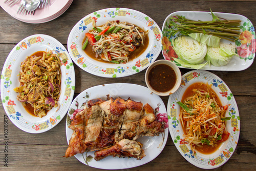 Food in the Northeast of Thailand viewed from the Top View.