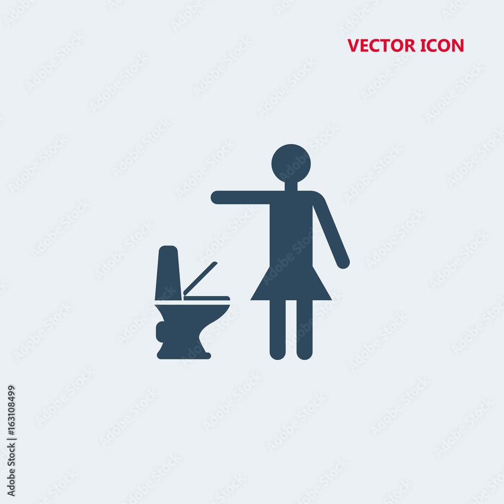 woman littering in toilet vector icon woman littering in toilet vector icon