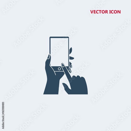 online shopping web site checkout page mock up template layout with woman hand holding smartphone vector icon