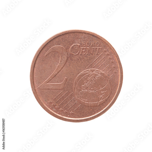 Wallpaper Mural Two Cent Euro coin isolated on a white background, currency and finance concept.  Torontodigital.ca