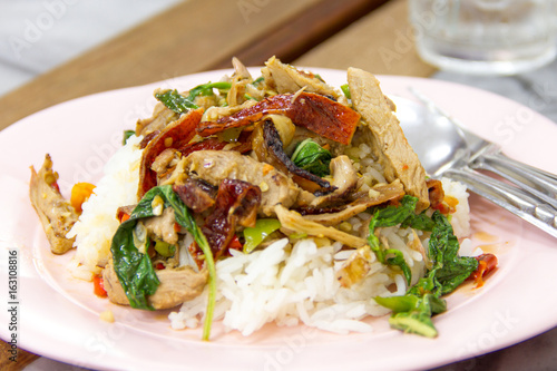 Rice and basil roasted duck