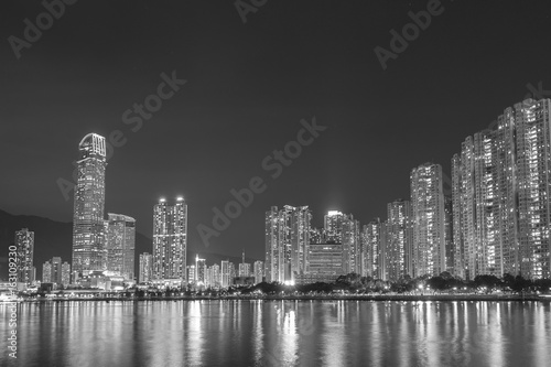 Skyline of Hong Kong city at night