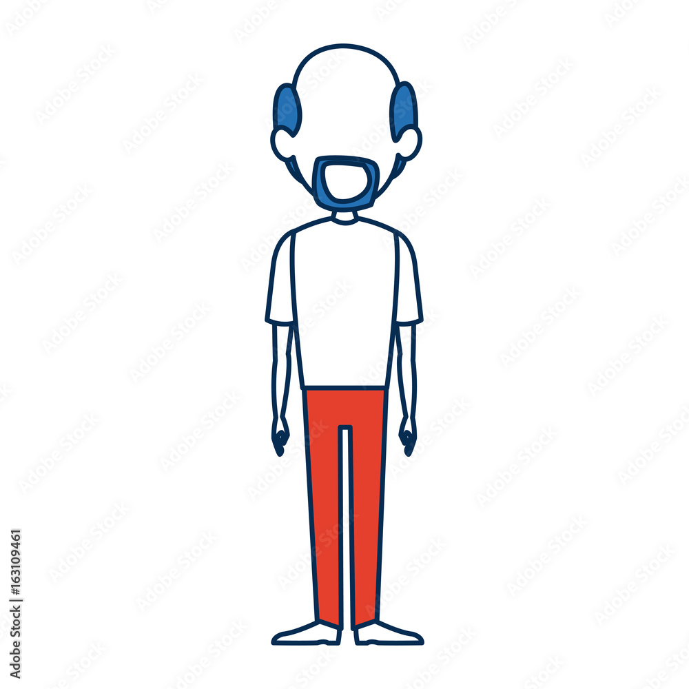 man character standing bluehair and orange clothes man character standing bluehair and orange clothes