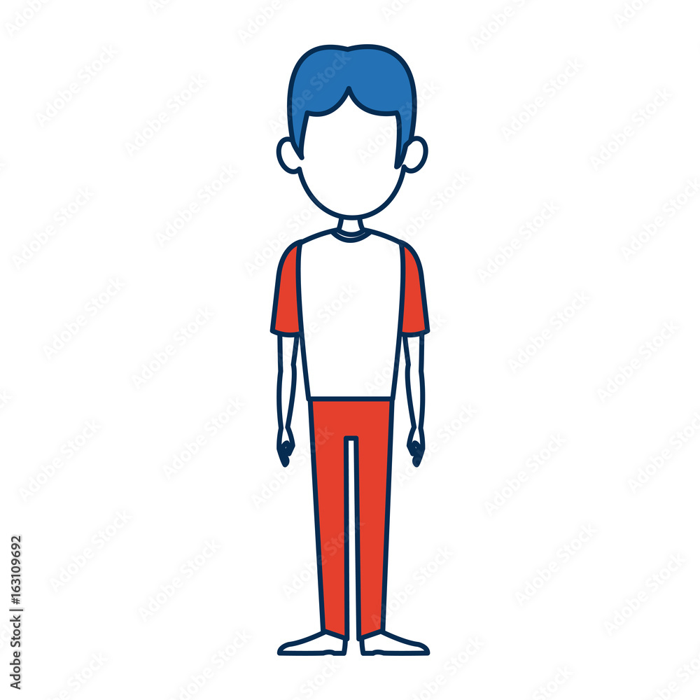 standing man people character with orange and white clothes standing man people character with orange and white clothes