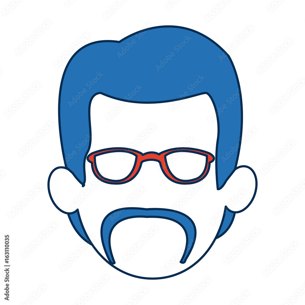man faceless wearing glasses blue hair in white background man faceless wearing glasses blue hair in white background