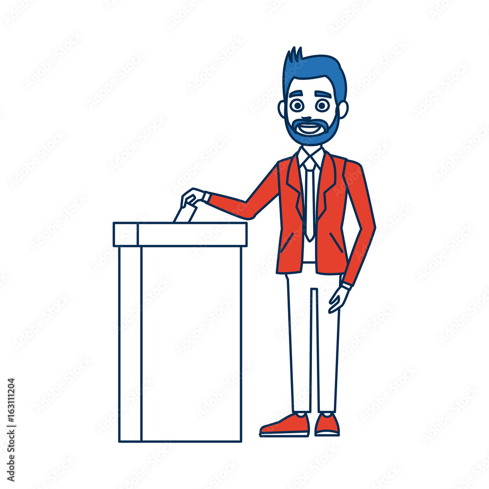 voting election concept with man putting vote paper in the ballot box voting election concept with man putting vote paper in the ballot box