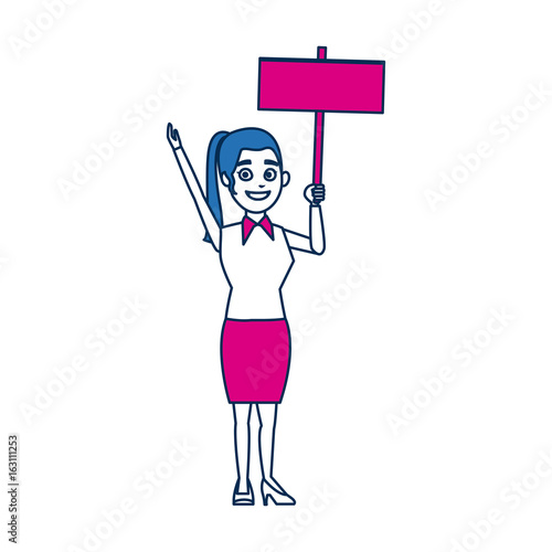 politician woman in campaing holding empty board