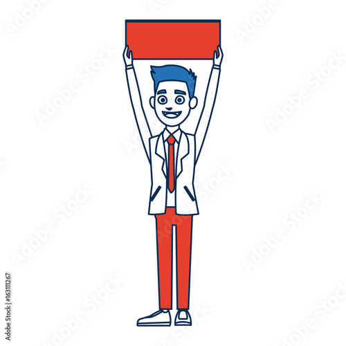 man cartoon holding blank board election