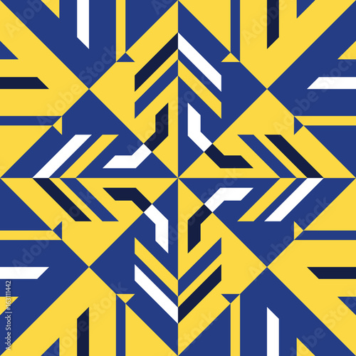 abstract modern yellow and blue geometric style seamless pattern