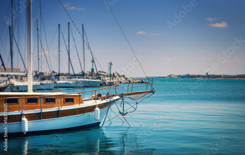 Vintage sailing boat in the port © shishkin137