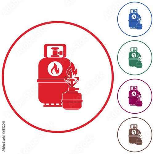 Camping stove with gas bottle icon