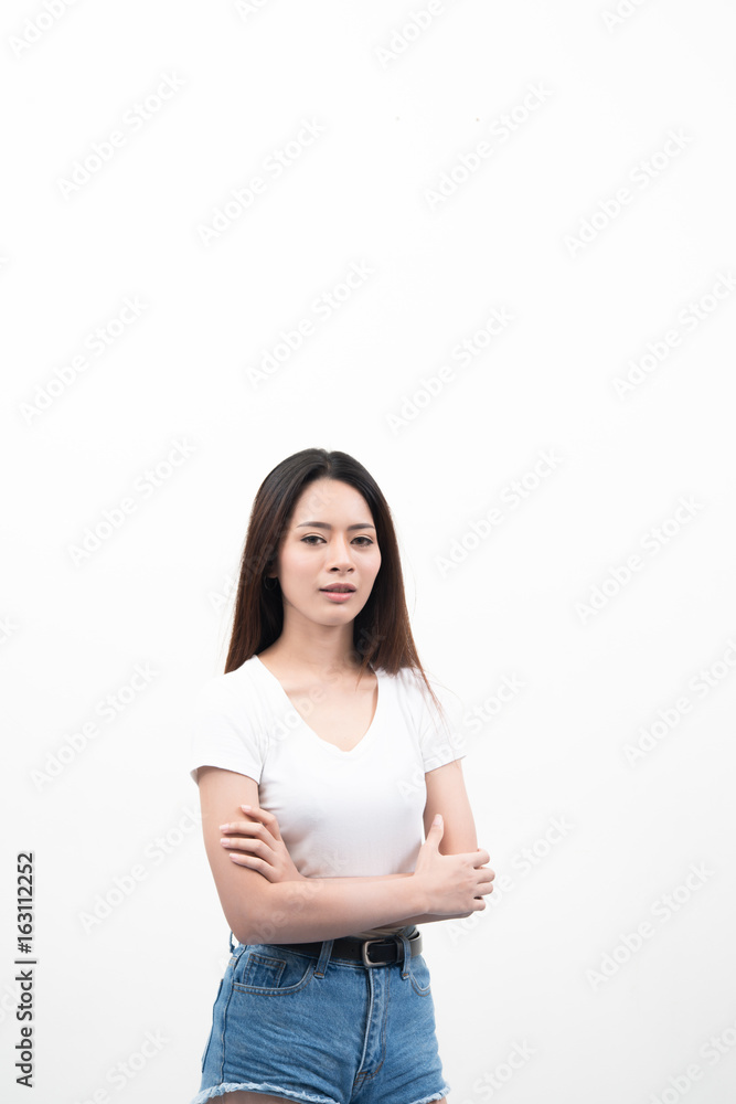 Beautiful young asian woman isolated on white background. Beautiful young asian woman isolated on white background.