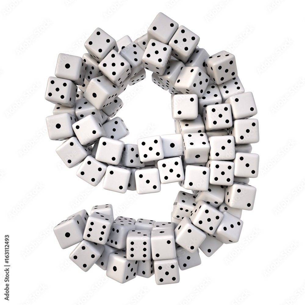 digits made from white dice. Isolated on white. 3D illustration. digits made from white dice. Isolated on white. 3D illustration.