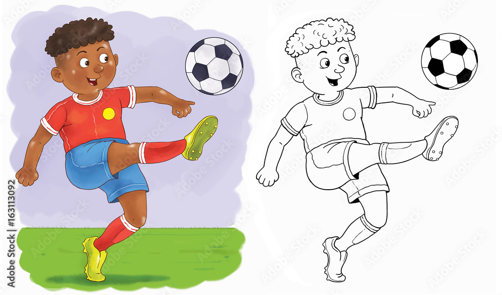 Football. Soccer. Coloring page. Illustration for children. 