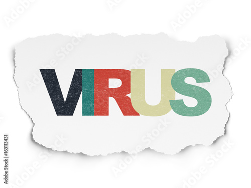 Security concept: Virus on Torn Paper background