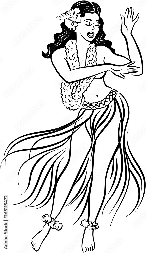 Black and top white hula skirts