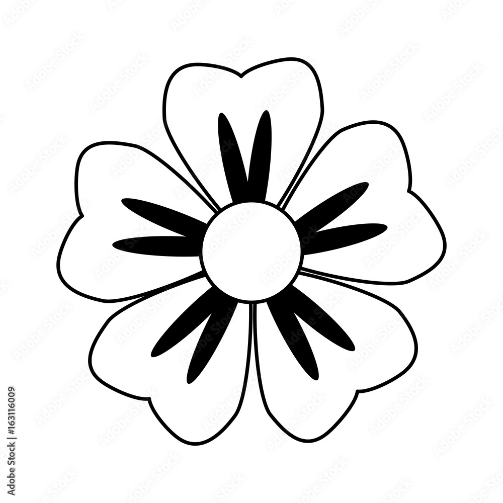 cartoon flower in black and white line icon image cartoon flower in black and white line icon image