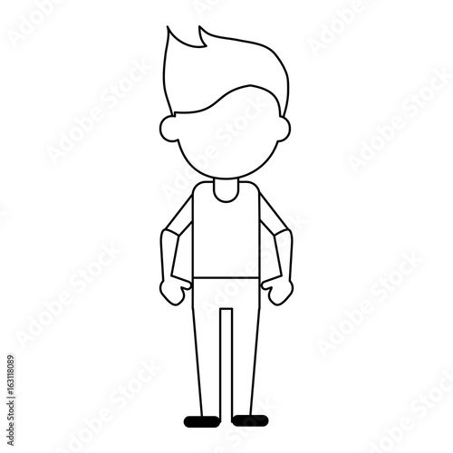 faceless man avatar wearing pnats and shirt  icon image vector illustration design  black line photo