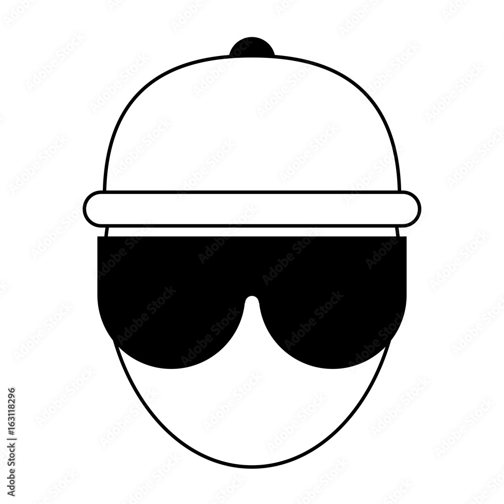 person wearing big sunglassesicon image vector illustration design black line person wearing big sunglassesicon image vector illustration design black line