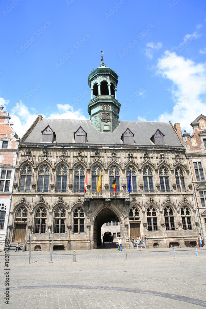 The historic City Hall of Mons at the Market Place, Wallonia, Belgium