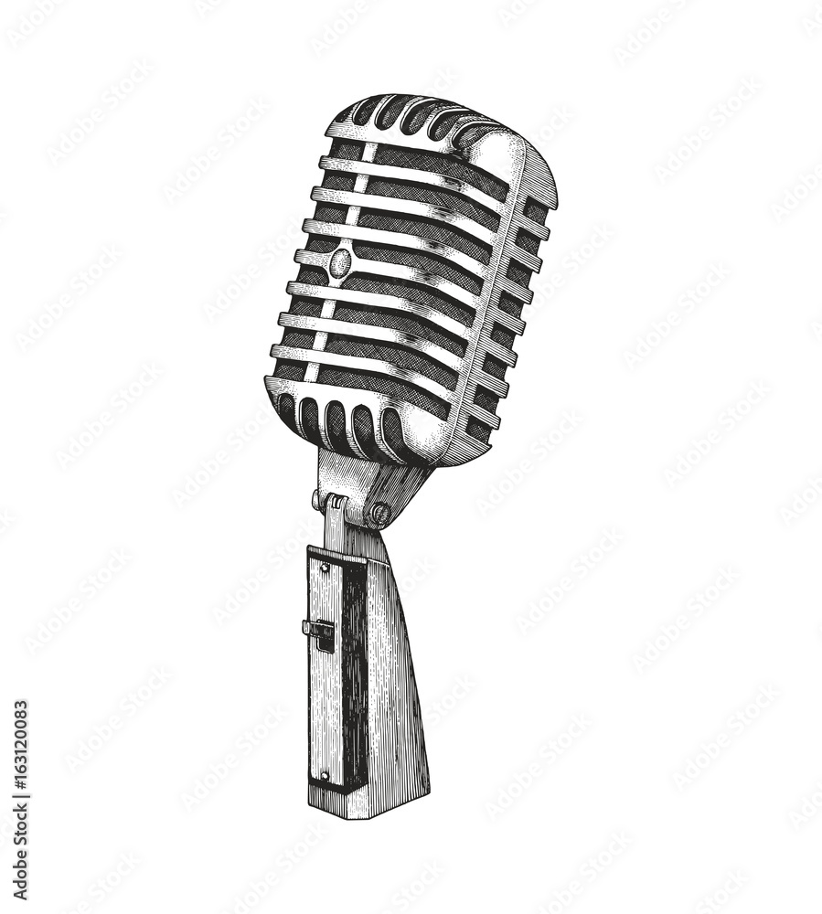 Fototapeta premium Vintage microphone hand drawing