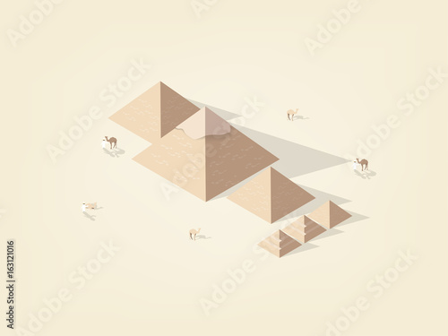 illustration isometric vector graphic design concept of the great pyramid giza of egypt