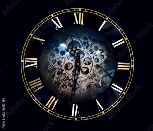 Clock face with roman numbers