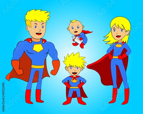 cartoon anime superhero family blonde
