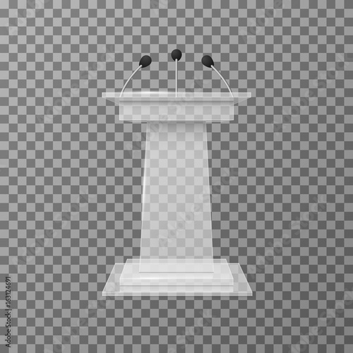 Transparent lecture speaker podium tribune isolated vector illustration
