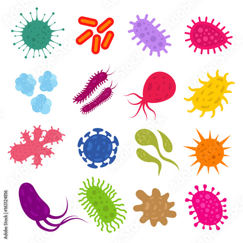 Infection bacteria and pandemic virus vector biology icons