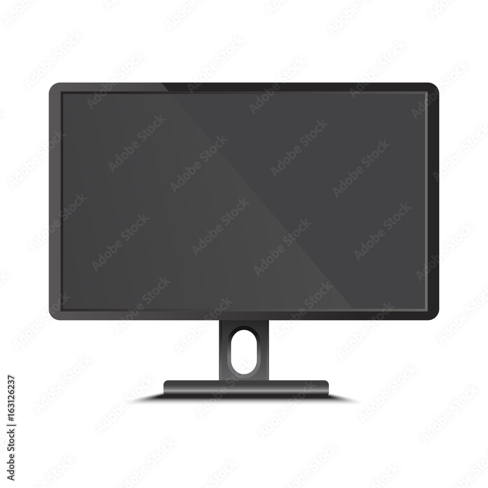 Black flat led monitor of computer or TV isolated on white background. Black flat led monitor of computer or TV isolated on white background.