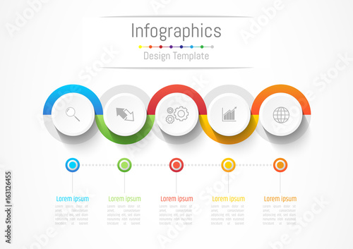 Infographic design elements for your business with 5 options, parts, steps or processes, Vector Illustration.