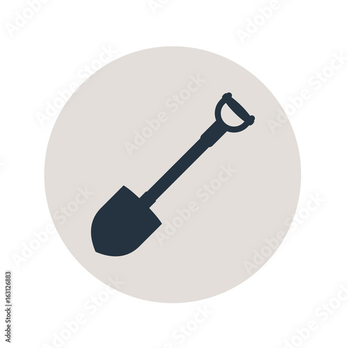 Icono plano pala en circulo gris