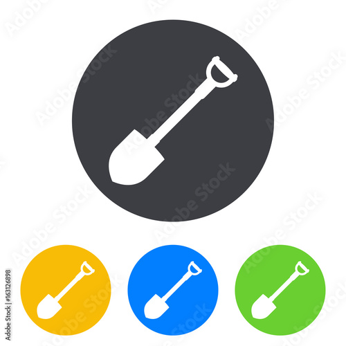 Icono plano pala en circulo varios colores