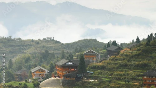 Wallpaper Mural Longsheng Village and Terraced Rice Field at Morning - Longsheng, Guangxi province, China. Torontodigital.ca